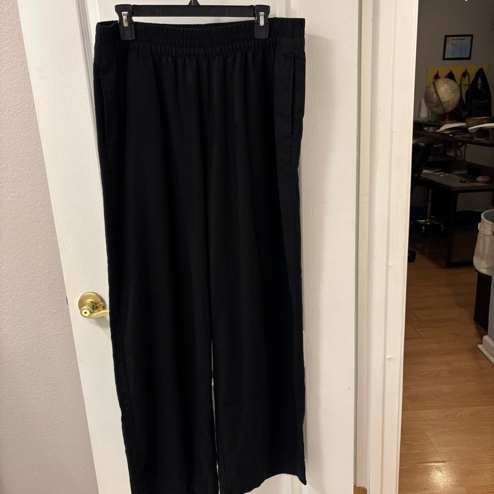 Old Navy Tall Linen Wide Leg Pants Black size Large Tall - Picture 4 of 16